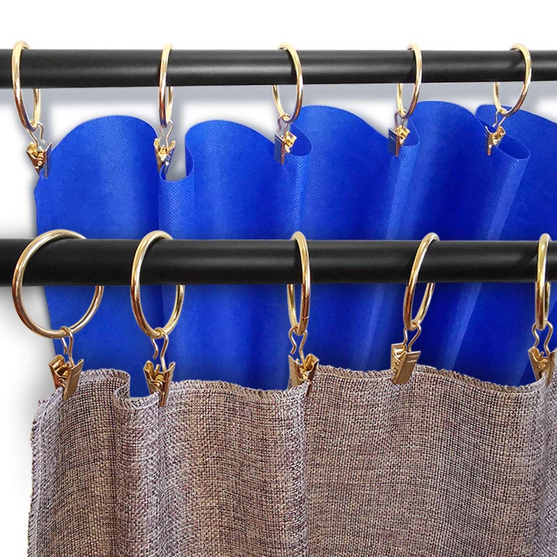 AMZSEVEN 40 Pack Metal Curtain Rings with Clips, Drapery Clips Hooks, Decorative Curtain Rod Clips 1.5 in Interior Diameter, Gold - Image 5